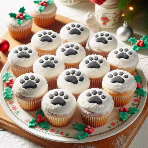 Paw Print Cupcakes, Paw Print Cakes, Paw Cupcakes, Christmas Festivities, Christmas Cupcakes, Bear Paws, Festive Treats, Cat Birthday, Cupcake Ideas