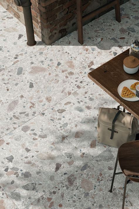 #miragetiles #mirage #stoneffect #stone #gres #gresporcellanato #tiles #tile #porcelaintile #ceramic #ceramica #madeinitaly #architecture #ourtdoor #outdoordesign #design #exteriordesign #landscape #designinspiration #gardendesign #gardening #hardscape Terrazo Flooring Cafe, Outdoor Terrazo Floor, Terazzo Floor Garden, Outdoor Deck Tile Ideas, Patio Tile Ideas Outdoor Flooring, Exterior Stone Tiles, Terrazzo Patio, Terrazo Tile, Terrazo Flooring