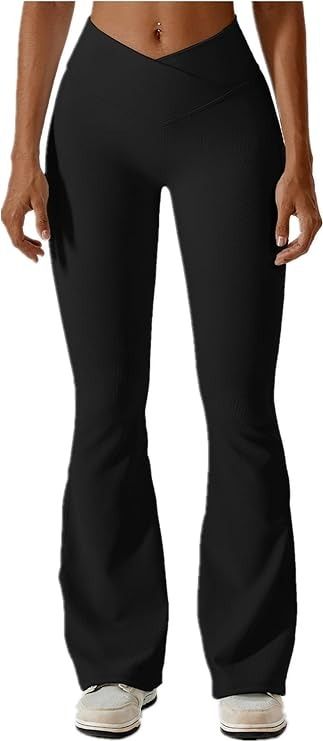 Amazon.com: ABOCIW Womens Crossover Ribbed Flare Leggings Bootcut High Waisted Yoga Pants Tummy Control Gym Workout Work Pants : Clothing, Shoes & Jewelry Black Workout Leggings, Ribbed Flares, Boot Cut Leggings, High Waist Yoga Pants, Leggings Women, High Waisted Flares, Best Leggings, Dark Wear, Flare Leggings