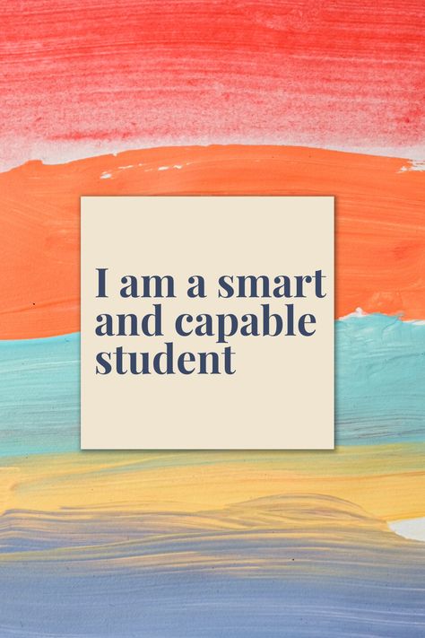 Affirmations can be extremely powerful to unlock the brain's potential. Train your kids' minds to have positive outcomes and become a better student. Help them manifest acing their exams with ease. Children can improve their ability to learn, perform in exams, excel academically and grasp concepts faster by listening to and repeating empowering affirmations. These help children develop the right mindset and belief in their abilities. Affirmation Quotes For Students, Straight A Student Affirmation, Exam Manifestation, Academic Affirmations, Exam Affirmations, Success In Exams, Straight A Student, Empowering Affirmations, Student Of The Year