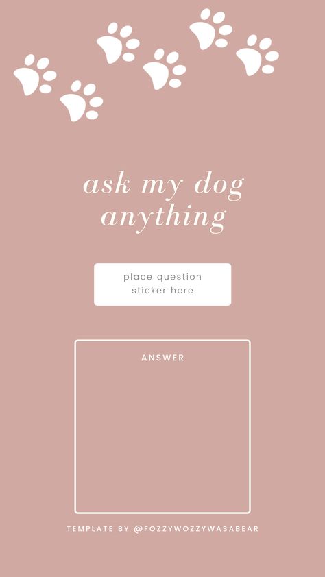 Dog Instagram Template, Q&a Instagram Story Template, Dog Instagram Story Template, Story Photo Template, Insta Games, Pet Websites, Dog Marketing, Dog Template, Puppy Checklist