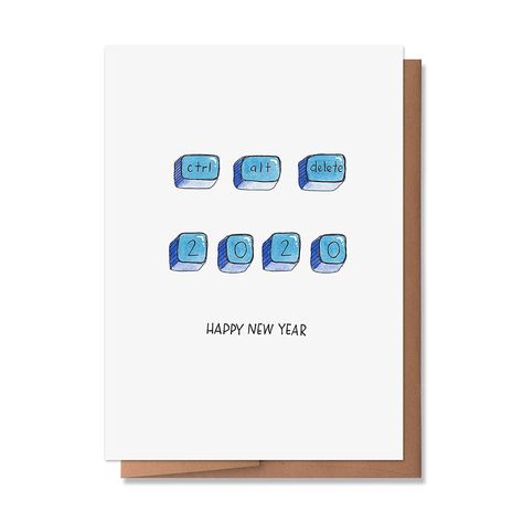 Funny New Year Cards, Funny New Years Cards, New Years Greeting Cards, New Years Cards Ideas, Happy New Year Cards Handmade, New Year Cards Handmade, Ctrl Alt Delete, New Years Cards, Cards Diy Easy