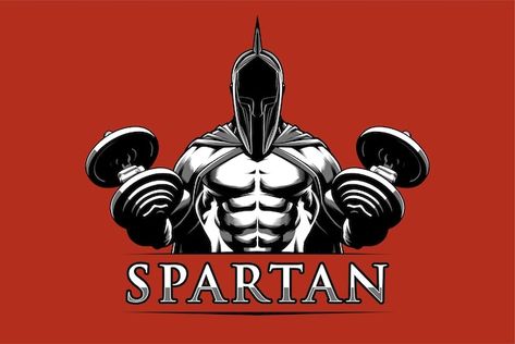 Vector bodybuilder in spartan outfit and... | Premium Vector #Freepik #vector Spartan Outfit, Spartan Gym, Gym Workout Guide, Strong Arm, Gym Poster, Strong Arms, Workout Guide, Gym Shirts, Train Hard