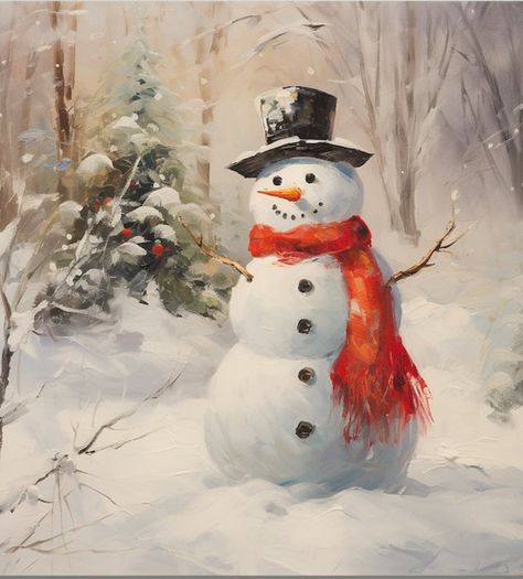 Aesthetic Christmas Painting, Snowman Painting On Canvas, Snowmen Paintings On Canvas, Snowman Acrylic Painting, Snowman Real, Winter Wonderland Painting, Beach Snowman, Snowmen Paintings, Snowman Paintings