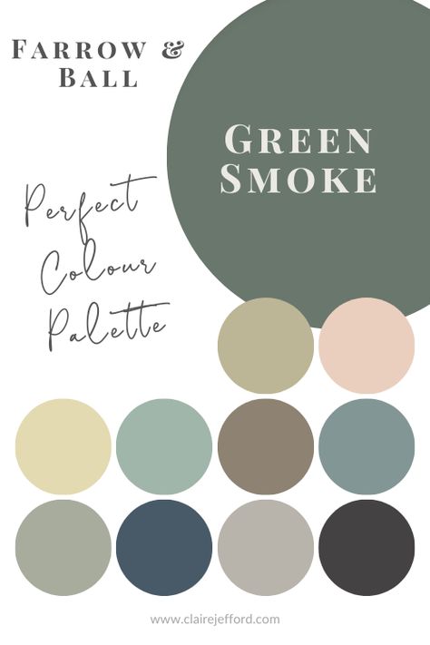 Farrow And Ball Green Paint Colors, Colour Schemes Bathroom, Bathroom Colour Pallets, Colour Room Bedrooms, Complimentary Green Paint Colors, Green Complimentary Color Palette, Living Room Palette Ideas, Farrow And Ball Colour Schemes Green, Farrow And Ball Colour Schemes 2023