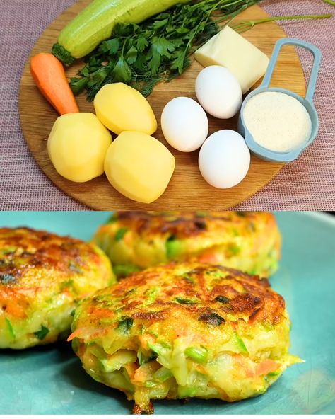 Zucchini And Potato Recipes, Potato Zucchini Recipes, Zucchini Potato Fritters, Baked Zucchini Parmesan, Veggie Fritters, Parmesan Chips, Potato Fritters, Dill Sauce, Healthy Side