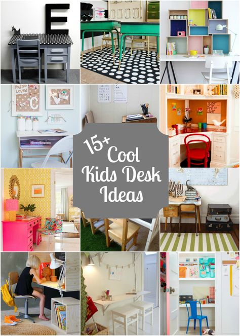 15+ Cool Kids Desk Ideas with lots of DIY Ideas! Kids Desk Ideas, Cool Desk Chairs, Diy Bureau, Diy Home Decor For Apartments, Kids Desks, Diy Kids Furniture, Kids Desk, Kids' Desk, Kids Study