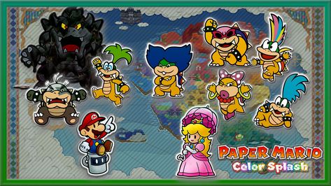 Paper Mario Color Splash Wallpaper by NintendoMarioBros4 on DeviantArt Mario Koopalings, Color Splash Wallpaper, Mario Origami, Paper Mario Color Splash, Splash Wallpaper, Nintendo Mario Bros, Mario Toys, Fandom Fanart, Super Mario Galaxy