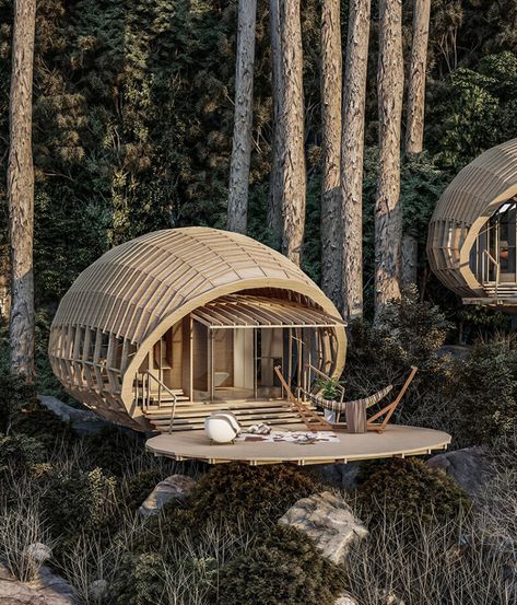 Resort Architecture, Bamboo Architecture, Wooden Architecture, Bamboo House, Resort Design, Wooden Cabins, Organic Architecture, Conceptual Design, Eco House