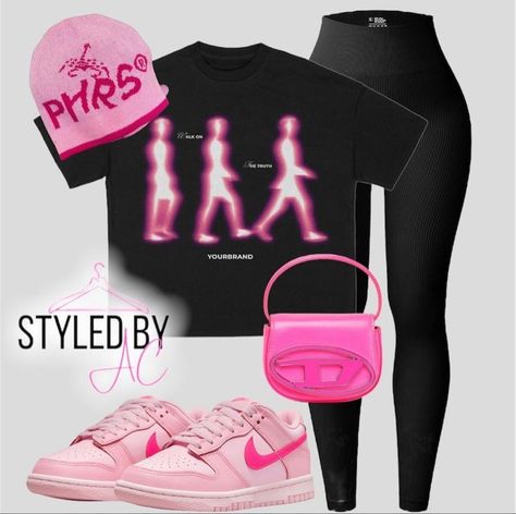 Senior First Day Of School Outfit Baddie, Roblox Cheer Uniforms Codes Pink, Birthday Outfit 12 Year, Deconstructed Outfits, Back To School Outfits Highschool Baddie, Triple Pink Dunks Outfits, Pink And Black Fits, Triple Pink Dunks, Dunks Outfits