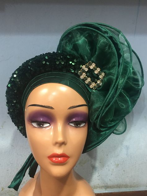 Elegant Evening Turban, Fitted Purple Party Turban, Traditional Green Turban, Luxury Elegant Evening Turban, Turban Headband Tutorial, Elegant Beanie-style Turban, Headwrap Hairstyles, Canadian Smocking, Turban Hijab