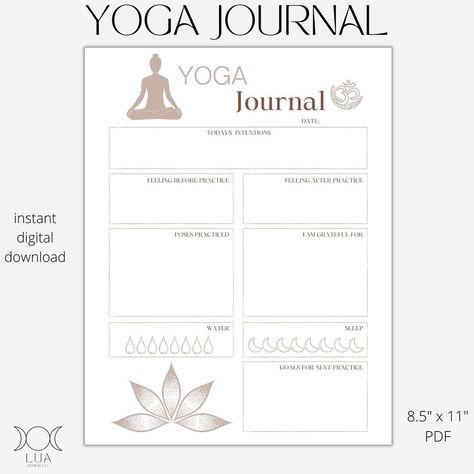 Workout Tracker Printable Yoga Journal Printable, Yoga Bullet Journal, Yoga Journal Ideas, Vision Board Health And Fitness, Yoga Journaling, Yoga Tracker, Fitness Bullet Journal, Yoga Planner, Workout Tracker Printable Free