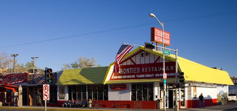 Frontier Restaurant, Albuquerque, NM - Green chile cheeseburger Places To Eat In Albuquerque New Mexico, Restaurants Albuquerque, Albuquerque Downtown, Living In Albuquerque New Mexico, Albuquerque Restaurants, Green Chile Stew, Chicken Tamales, Green Chile Chicken Enchiladas, Red Chile Sauce