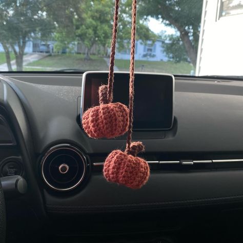 Crochet Hanging Car Accessories, Crochet Car Hanging, Crochet Hanging, Crochet Car, Car Hanging, Crochet Pumpkin, Mini Pumpkins, Diy Crochet Projects, Dream Car