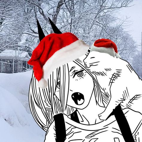 Power Chainsaw Man Christmas, Csm Christmas Pfp, Chainsaw Man Christmas Pfp, Christmas Chainsaw Man, Chainsaw Man Christmas, Pf Photo, Power Manga, Avatar Theme, Power Chainsaw Man