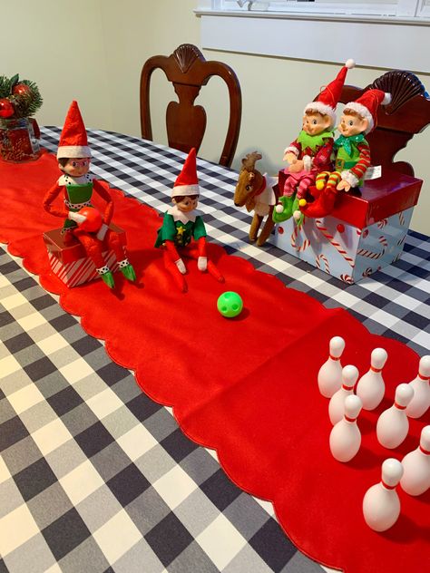 Elf on the shelf bowling Elf On The Shelf Baseball, Elf On The Shelf Bowling, Elf Bowling, Elf Fun, Christmas Themes Decorations, Shelf Ideas, On The Shelf, Elf On The Shelf, Bowling