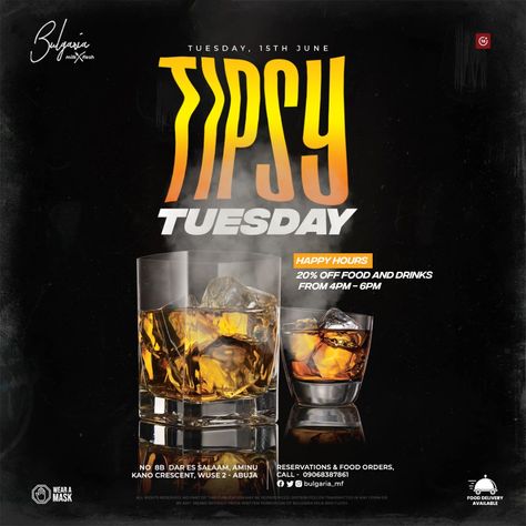 Tipsy Tuesday, Motion Poster, Texture Graphic Design, Post Ideas, Party Flyer, Food Delivery, Graphics Design, Ghana, Night Life