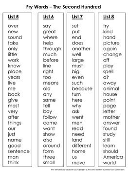 Fry Words List, English Subject, Word Flashcards, Spelling Words List, Fry Words, Fry Sight Words, Learning Sight Words, Teaching Sight Words, First Grade Sight Words