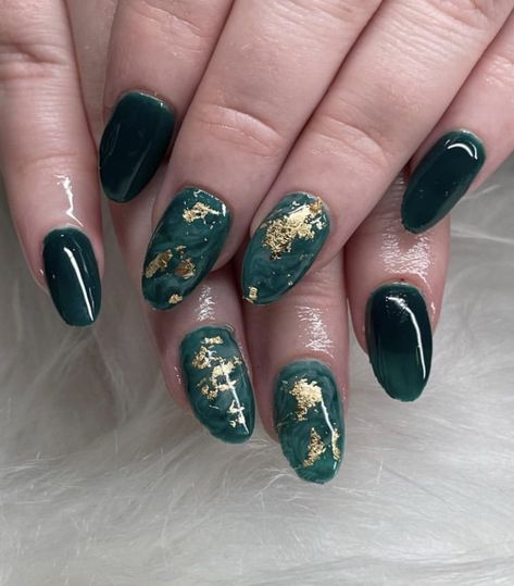 emerald green nail art, emerald green nails, emerald green nails with gold, emerald green nail designs, emerald green nail ideas, emerald green nails Emerald Green Nail Ideas, Emerald Green Nail, Gold Foil Nails, Emerald Green Marble, Emerald Green Nails, Green Nail Ideas, Lime Green Nails, Mint Green Nails, Color For Nails