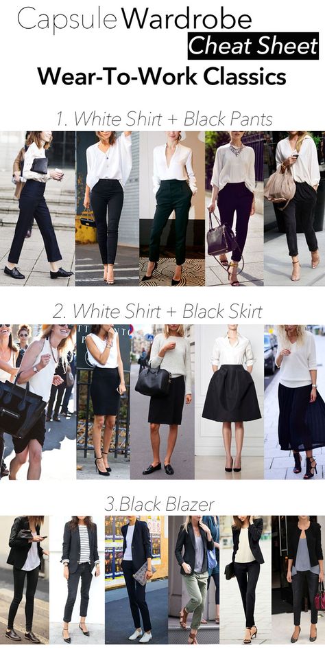 White Blouse And Black Pants, Blouse And Black Pants, White Blouse Outfit, Concept Wardrobe, Fashion Tricks, Blazer Look, Black Blazer Outfit, Capsule Wardrobe Women, Black Pants Outfit