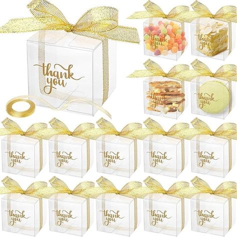 Amazon.com: Thyle 200 Pcs Clear Gift Boxes Plastic Favors Box with Lid Ribbon Thank You Signs Transparent Treat Boxes for Party Favors Macaron Candy Dessert Cupcake Gift Wrap Boxes(2 x 2 x 2 Inch) : Health & Household Gift Ideas For Guests, Sweet 16 Birthday Party Ideas, Macaron Dessert, Clear Favor Boxes, 16 Birthday Party Ideas, 70th Birthday Party Ideas, 50th Wedding Anniversary Ideas, Engagement Party Diy, Sweet 16 Favors