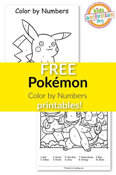 FREE Pokémon Color by Numbers Printables! Pokemon Color By Number Free Printable, Pokemon Writing Activities, Pokemon Grid Art, Pokemon Worksheets Free Printables, Pokemon Activity Sheets Free Printable, Pokémon Printable, Pokemon Printables Free, Pokemon Activities For Kids, Pokemon Color By Number