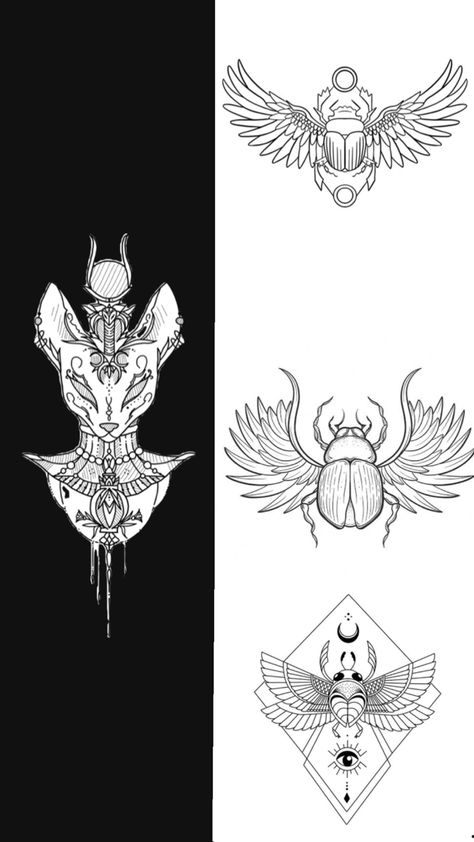 These 4 antique style tattoo designs are inspired by ancient Egypt.There are 3 Bettle / scarab/ khepri designs and also there is a Bastet line tattoo design. Egyptian Tattoo Designs, History Tattoos, Egyptian Tattoo, Line Tattoo, Line Tattoos, My Profile, Art Sketchbook, Tattoo Designs, Sketch Book