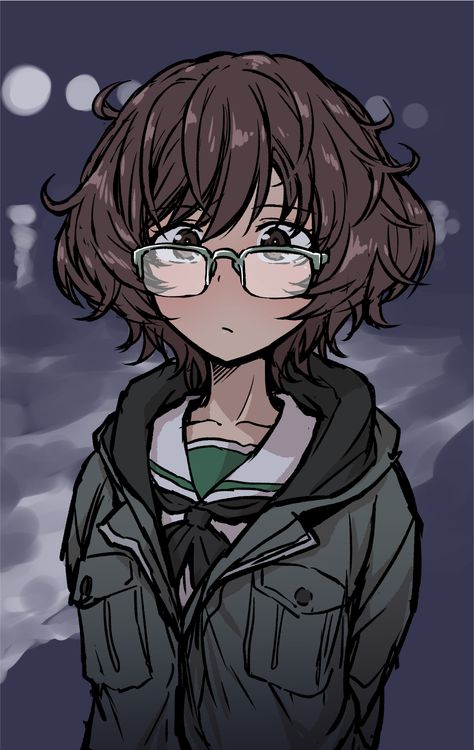 Spicy Art Reference, Yukari Akiyama, Brown Eyes Brown Hair, Girls Und Panzer, Hair Girls, Eyes Brown, Cyberpunk Character, Anime Nerd, Messy Hair