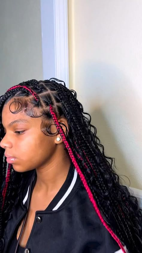 Medium boho knotless braids + mid back length Boho Knotless Braids, Boho Knotless, Braided Hairstyles For Black Women Cornrows, Sleek Ponytail Hairstyles, Birthday Hairstyles, Braided Hairstyle, Box Braids Hairstyles For Black Women, Cute Braided Hairstyles, Braided Hairstyles For Teens