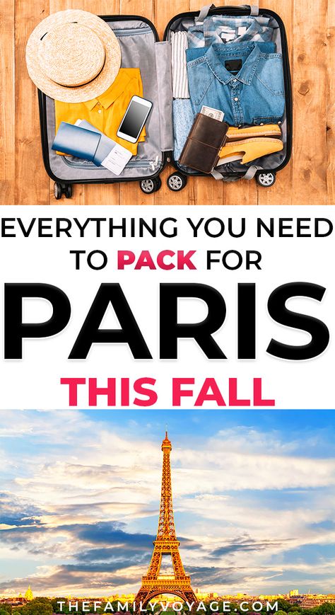 Are you visiting Paris this fall? SAVE this pin for later, and then click to find your complete packing list for Paris in October (plus some hints for September and November)... from clothes to shoes to purses and more! We'll help you figure out what to wear in Paris, France, what to pack for Paris aside from clothes and more. CLICK over for all the details now for your Paris packing list. Paris travel | travel to Paris | #Paris #France #packinglist #travel #autumn #fall #packing What To Pack For France In September, Packing For France In October, What To Wear In France In November, Paris In November Packing List, Paris Packing List Fall, What To Wear In Paris In October, Pack For Paris In Fall, Packing List For Paris, What To Pack For Paris