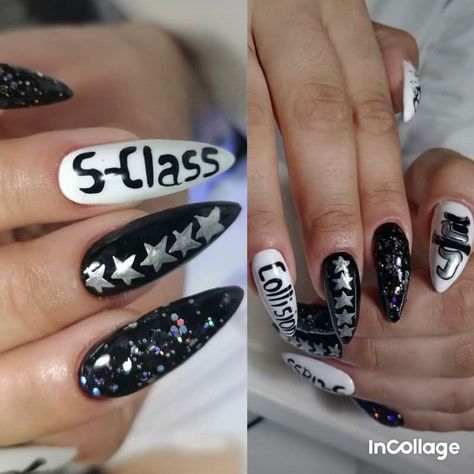 Nail design Stray kids 5-star Skz Nail, Skz Nails, Pink Black Nails, K Pop Nails, Kids Nails, Graffiti Nails, Nails Kids, Kids Nail Designs, Chic Manicure