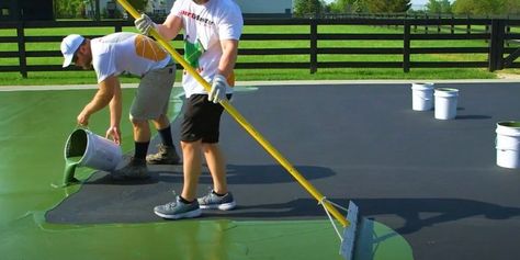 Court_Grid_Surfacing Pickleball Court Backyard Diy, Pickle Ball Court Backyard Diy, Diy Pickleball Court, Pickle Ball Court Backyard, Pickleball Court Backyard, Home Pickleball Court, Pickleball Courts, Backyard Covered Patios, Construction Diy