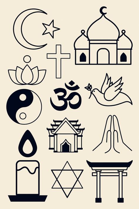 Mixed religious symbols set vector | free image by rawpixel.com / NingZk V. Judaism Symbol, Doodle Notes Science, Radioactive Symbol, Notes Science, Cross Vector, Middle School Lessons, Doodle Notes, Japanese Symbol, Cool Doodles