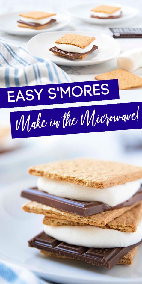 Marshmallow Microwave Desserts, How To Make S’mores In The Microwave, Make Smores Indoors, How To Make S’mores At Home, S’mores Indoors, How To Make S’mores Inside, S’mores Inside, S’mores Microwave, S’mores In Microwave