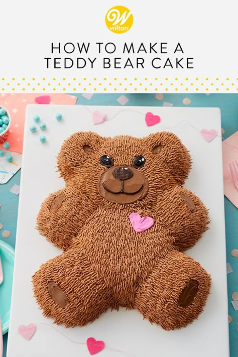 Mini Bear Cake, 1 Year Birthday Cakes, Teddy Bear Cupcake Cake, Diy Teddy Bear Cake, Teddy Bear Cupcakes Ideas, Bear Cupcakes Easy, Cute Bear Birthday Cake, Teddy Bear Cake Ideas, Easy Bear Cake