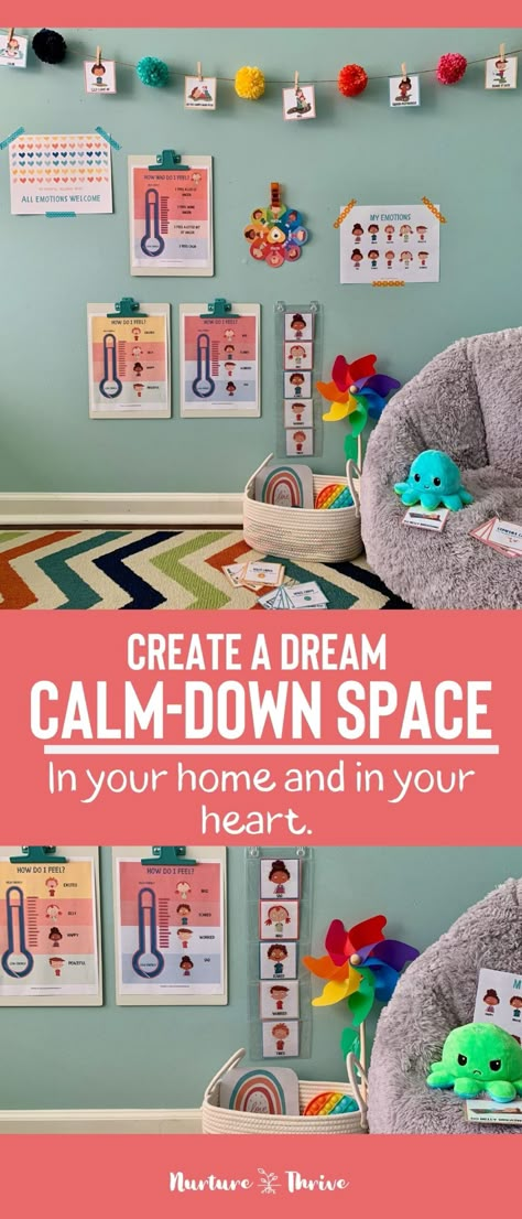 Preschool Cool Down Corner, Calming Corner For Preschoolers, Introducing Calm Down Corner, Calm Down Ideas For Preschoolers, Zones Of Regulation Calm Down Corner, Montessori Calm Down Corner, Cool Down Corner Home, Emotion Corner Preschool, Preschool Classroom Calm Down Corner