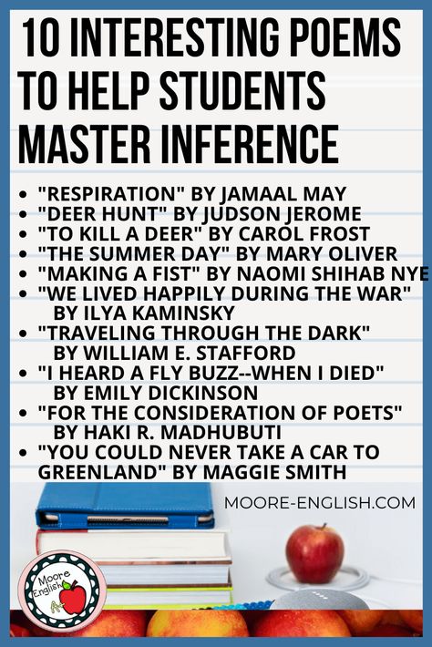 Of all the skills involved in ELA class, inference is the one I spend the most time teaching. This is because inference is a foundational part of comprehension. As students grow, the texts they encounter become more dense, nuanced, and sophisticated. For this reason, students have to continually refine their inference skills. Because they are short and varied, poems and poetry make great tools for teaching inference. This includes the use of close reading strategies and annotation strategies. Interesting Poems, 10th Grade English, Poetry Analysis, Reading Strategy, Teaching High School English, Teaching Literature, Teaching Poetry, Poetry Ideas, Middle School Reading