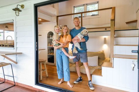 Australian Tiny House Design, Living Big In A Tiny House, Large Tiny House, Tiny House Stairs Ideas, Big Tiny House, Scandinavian Tiny House, Family Tiny House, Tiny Home Ideas, Tiny House Australia