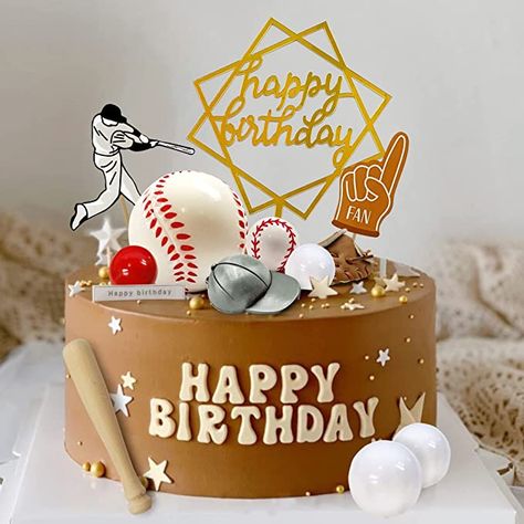 Amazon.com: Baseball Cake Decorations Sports Theme Party Decoration Supplies Baseball Themed Happy Birthday Cake Topper Party Decorations : Grocery & Gourmet Food Baseball Happy Birthday, Baseball Cakes For Boys Birthdays, Sports Cake Ideas, Baseball Cake Ideas, Yankees Party, Baseball Themed Cake, Baseball Theme Cakes, Baseball Birthday Cake, Cricket Theme Cake