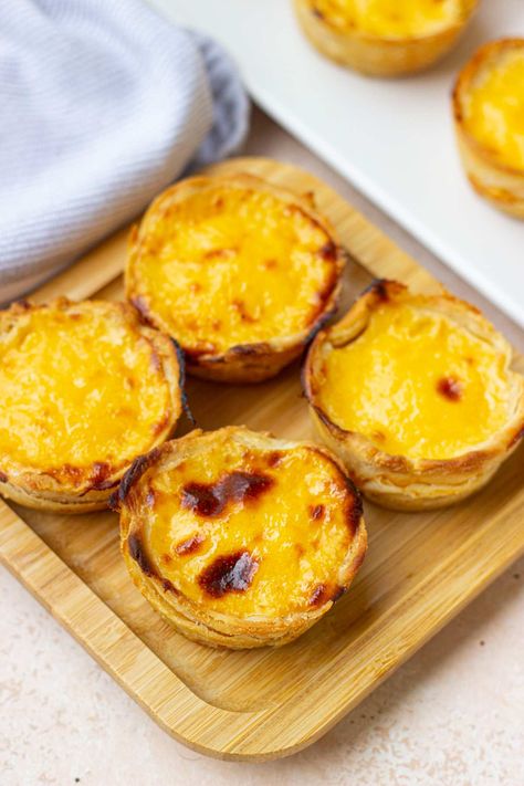 How To Make Portuguese Custard Tarts: Quick and Easy Recipe - nicetartes.com Porchagese Custard Tarts, Portugese Tarts Easy, Portuguese Egg Tart Recipe Easy, Portuguese Tarts Recipe, Portugese Custard Tarts, Portuguese Tart, Portuguese Custard Tart Recipe, How To Make Custard, Portuguese Custard Tarts