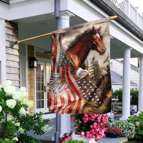 Eagle American Flag, Unique Flags, Eagle American, Custom Flags, Creative Artwork, House Flag, Flag Stand, Wine Tour, Bright Designs