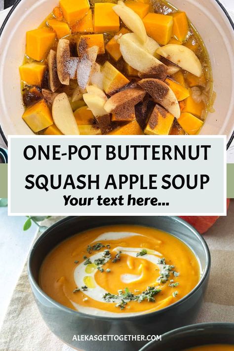 This is the best butternut squash and apple soup to serve guests this fall! It is great for serving for Thanksgiving too! Apple And Butternut Squash Soup, Butternut Squash Apple Recipes, Best Butternut Squash Soup Recipes, Butternut Squash Soup With Apples, Apple Butternut Squash Soup, Squash Soup With Apple, Apple Soup Recipes, Squash And Apple Soup, Squash Apple Soup