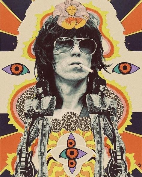 60s and 70s, man✌🏻🌺☮️🍃 on Instagram: “Keef ✌🏻🌺☮️🍃 #peace #love #art #psychedelic #psychedelicart #keithrichards #rollingstones #music #70s” 70s Surrealism, Music Portrait, Whats Wallpaper, Hippie Aesthetic, Paper Board, Influential People, Keith Richards, Rock Stars, Print Collage