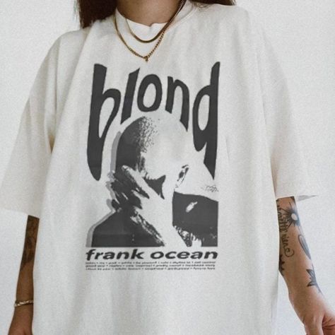 Gildan Tops | Blond Frank Rapper Ocean Unisex Heavy Cotton Casual T-Shirt | Color: White | Size: Various Frank Ocean Clothes, Rappers Shirts, Baggy Graphic Tees, White Tshirt Design, Frank Ocean T Shirt, Frank Ocean Merch, Frank Ocean Shirt, Artist Merch, Ocean Outfits