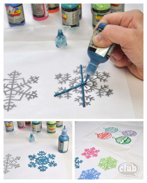 Diy Window Clings, Diy Puffy Paint, Snowflake Craft, Snow Flakes Diy, Puff Paint, Puffy Paint, Navidad Diy, Diy Window, Paper Snowflakes