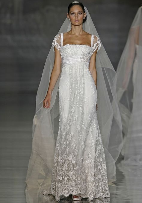 Elie Saab | Nerta Heavily Beaded Wedding Dress HK | Designer Bridal Room Empire Waist Wedding Dress, Floral Lace Wedding Dress, Pronovias Bridal, Column Wedding Dress, Empire Wedding Dress, Classy Wedding Dress, Dream Wedding Ideas Dresses, Wedding Dresses Beaded, Wedding Dress Shopping