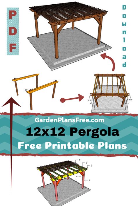 12x12 Pergola Patio Ideas, Diy Backyard Pergola Ideas, Pergola Diy Plans, How To Build A Gazebo On A Budget, Pergola Blueprints, How To Build A Pergola On A Budget, 20x20 Pergola, Easy Diy Pergola Cheap, Diy Pergola Freestanding