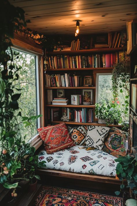 Tiny house library. Bohemian decor, floating shelves and Moroccan floor cushions amongst lush indoor plants.

Welcome to a world where art, creativity, and minimalist living collide. If the word 'boho' makes your heart flutter and the thought of tiny libraries sends your mind spiraling into a world of imaginative exploration, prepare for a captivating journey. Step into an enchanted universe of 53 innovative and awe-inspiring…

Read more: https://tastyinteriors.com/generated-post-53-boho-tiny-house-library-ideas/ Boho Library Aesthetic, Boho Reading Room Ideas, Tiny House Library, Boho Library Room, House Library Ideas, Cinema Bedroom, Boho Tiny House, Boho Library, Circular Living Room