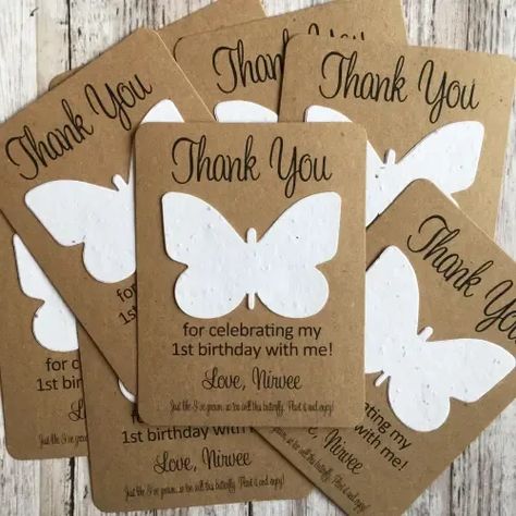 Seed Paper Favors, Wildflower Birthday Party, Butterfly 1st Birthday, Butterfly Party Favors, Butterfly Favors, Paper Snowflakes Diy, Butterfly Birthday Party, Plantable Seed Paper, Paper Craft Ideas