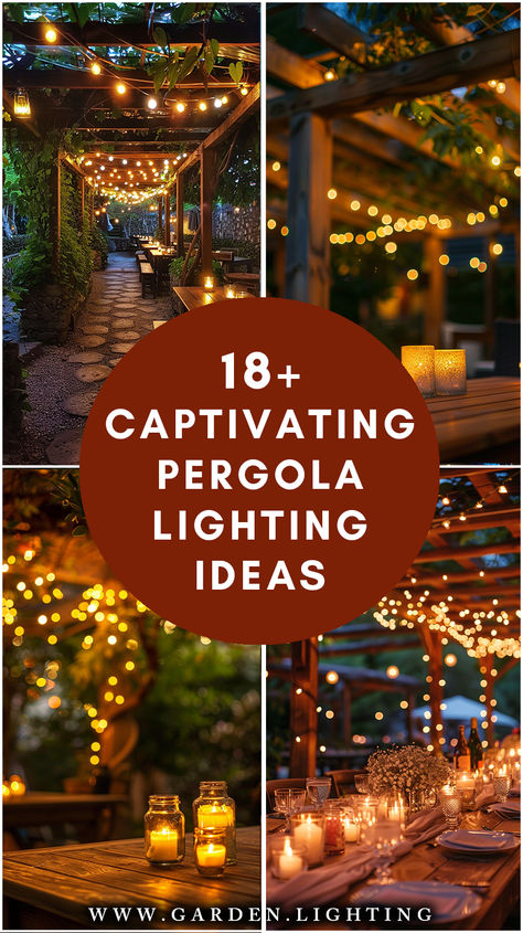 a close up of a table with candles and candles on it Pergola Lighting Ideas, Hanging Patio Lights, Gazebo Lighting, Hanging Solar Lights, Outdoor Fairy Lights, Backyard Garden Landscape, Modern Pergola, Pergola Lighting, Patio String Lights